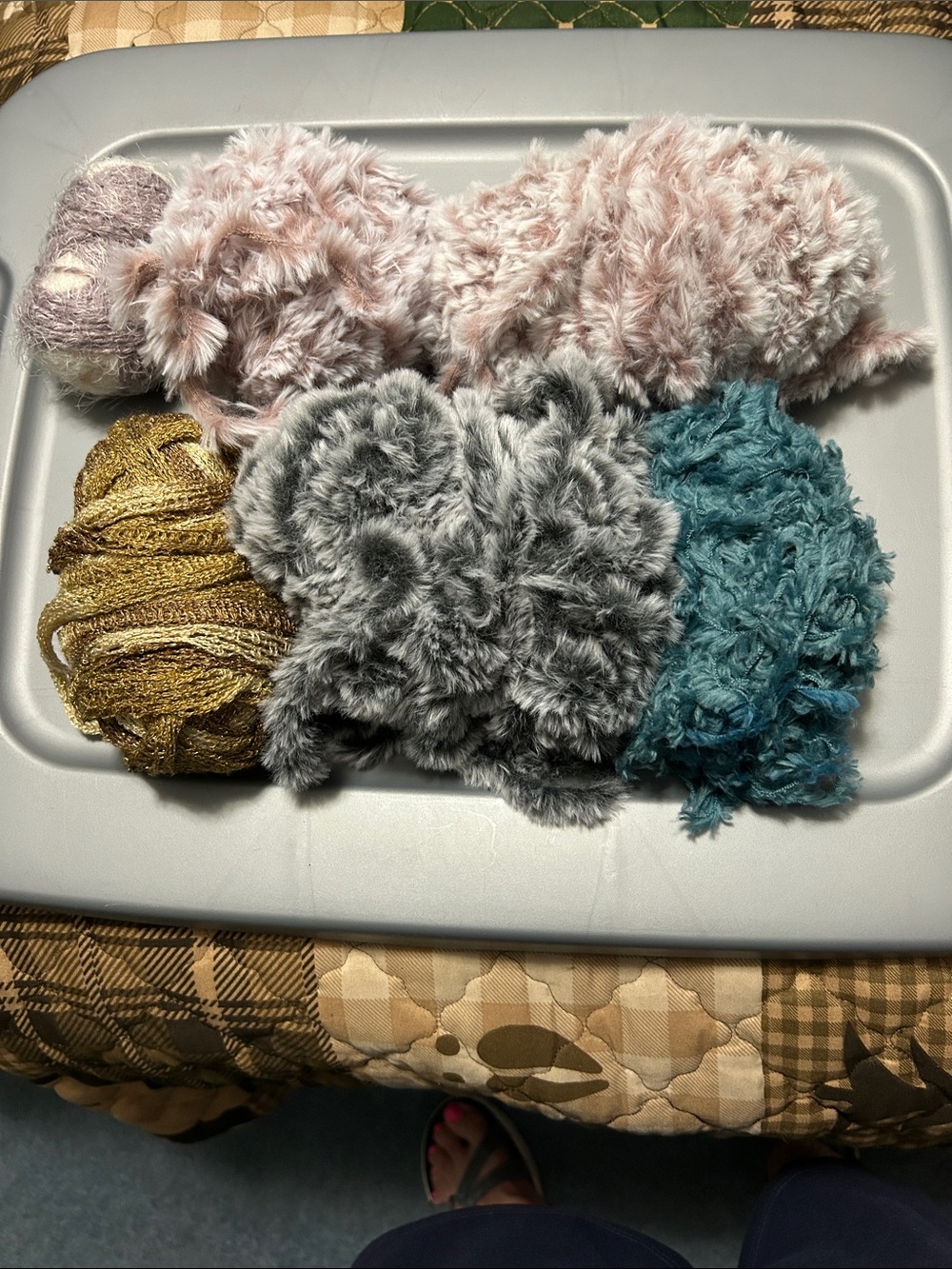 Assorted Plush Fiber Art Yarn Bundle - Pink, Gray, Teal, Gold